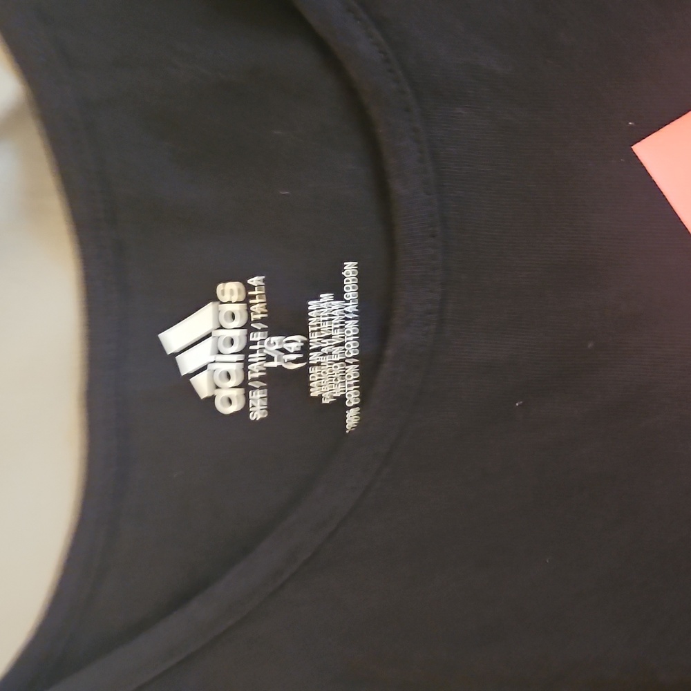 Large (14) Adidas‎ Black and Pink Tank Top - Picture 2 of 3